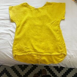 Chic Yellow Linen Women's Blouse